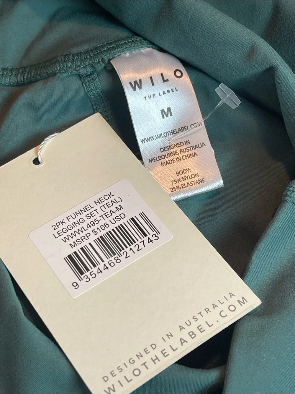 NWT Wilo The Label Teal Green Funnel Neck Sweatshirt & Legging Set Size Medium